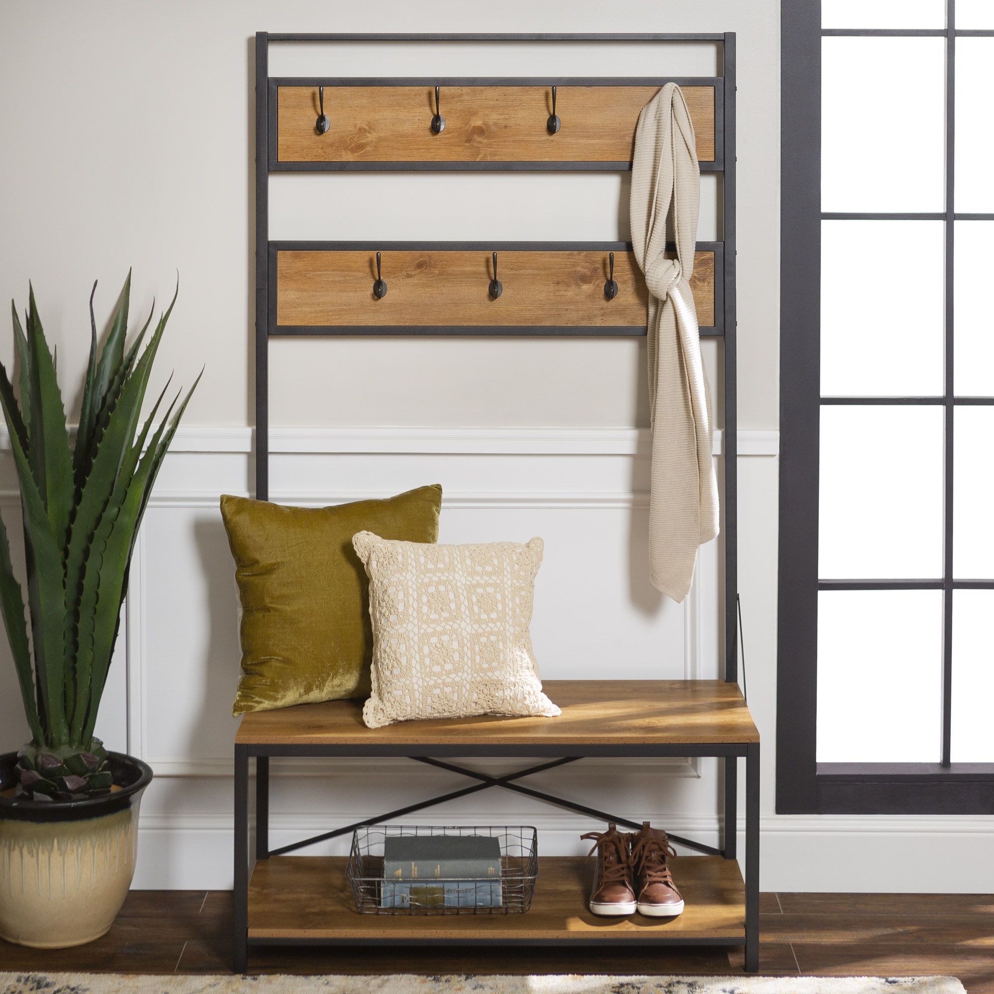 Entryway tree sale bench with storage