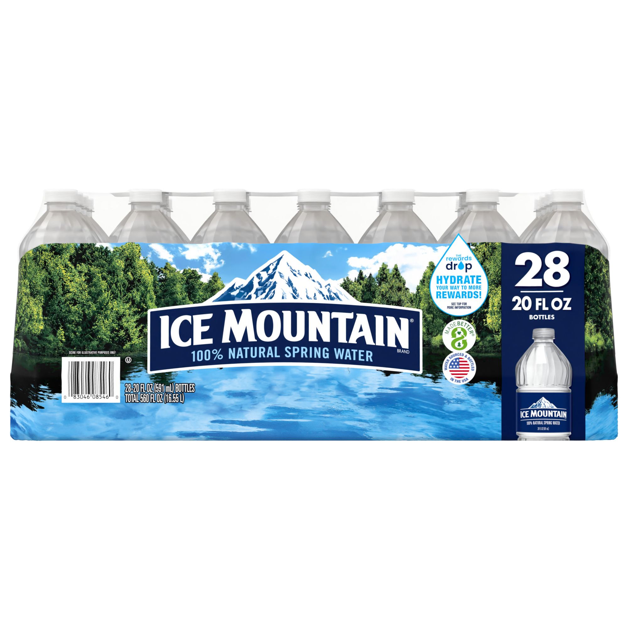 Ice Mountain 100% Natural Spring Water 20oz Bottle - Refreshing