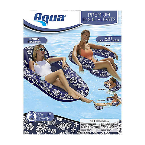 Aqua Recliner Luxury Lounge with Canopy and 3-in-1 Lounge, 2 pk.