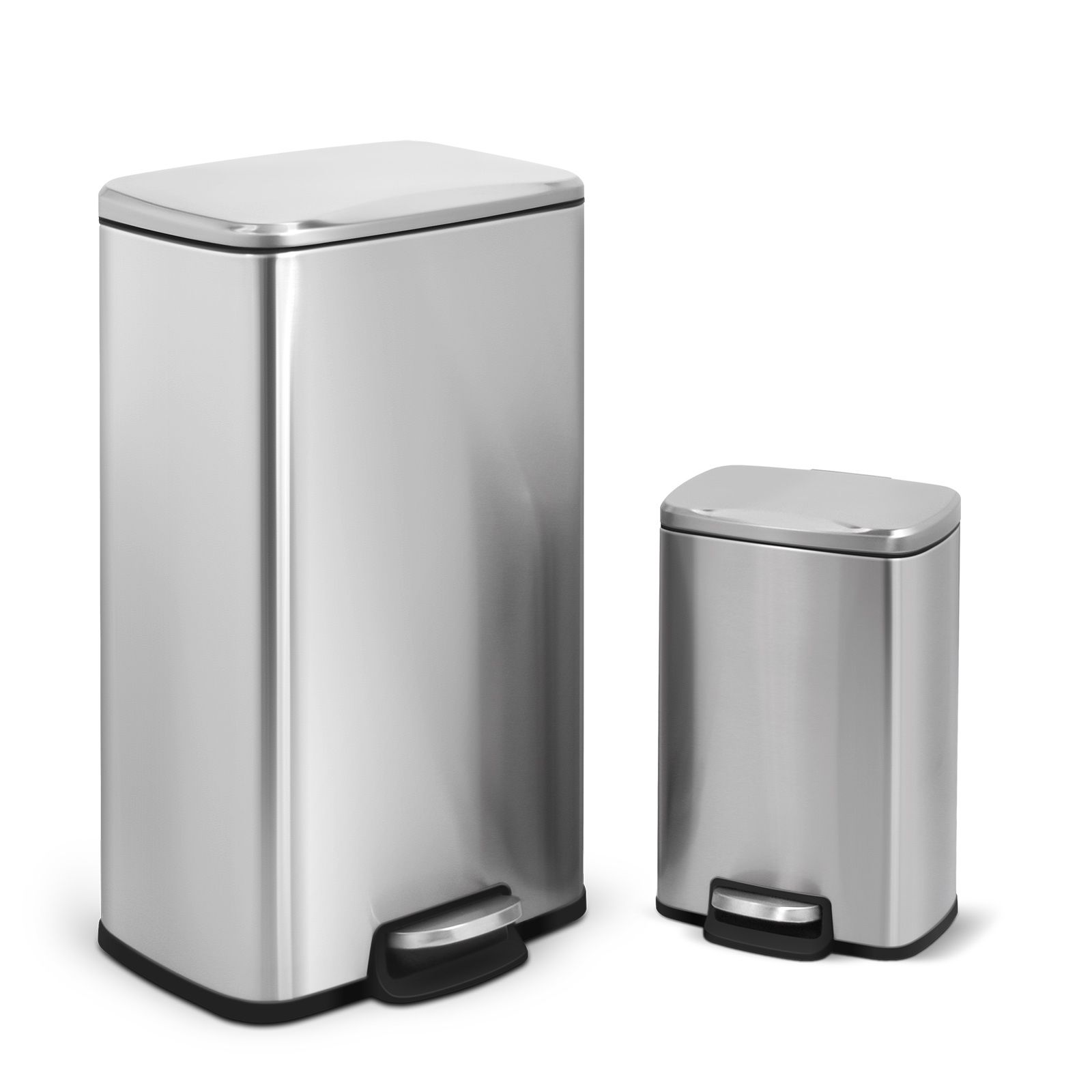 Nine Stars 13-Gallon & 3-Gallon Stainless Steel Trash Can Set 