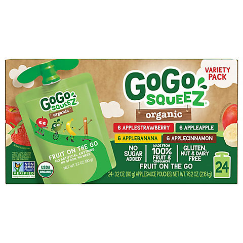 GoGo SqueeZ Organic Applesauce Variety Pack, 24 pk.