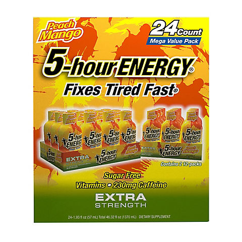 5 Hour Energy Extra Strength Peach Mango, 24 pk.
