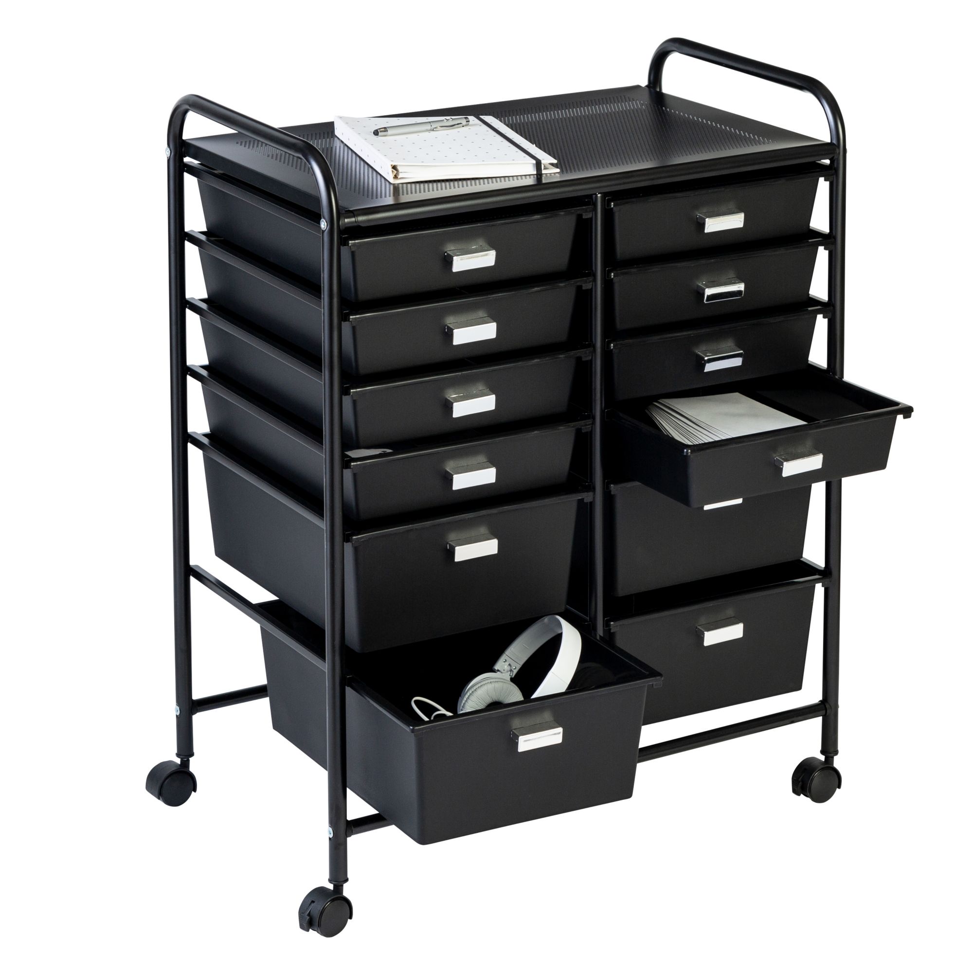 Honey Can Do 12-Drawer Rolling Storage Cart - Black