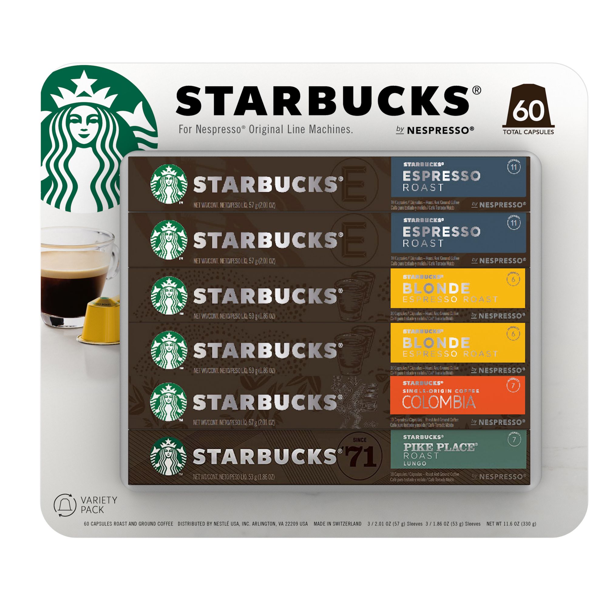 Starbucks by Nespresso Original Line Capsules Pack Pods, 60 ct.