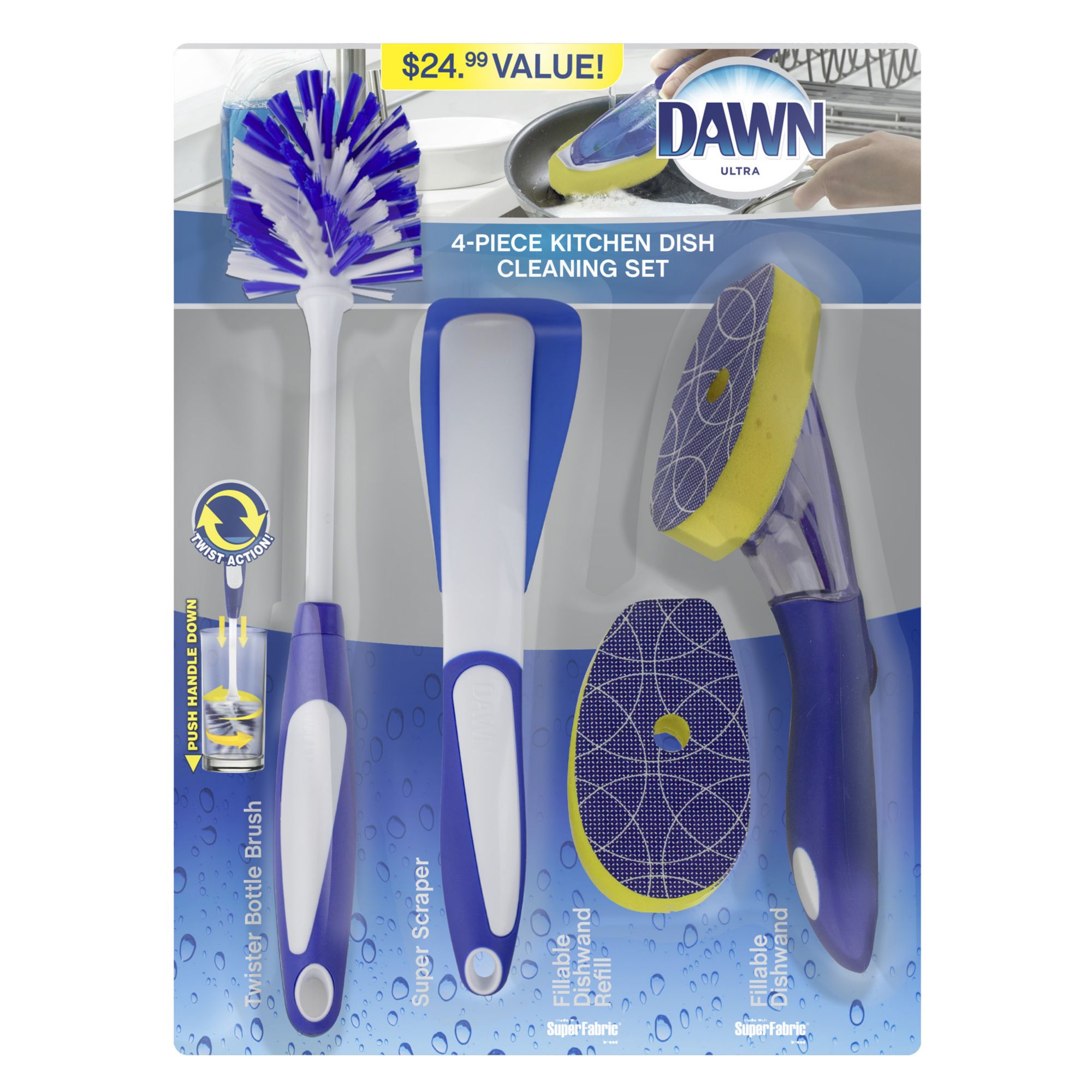 Dawn Fillable Kitchen Brush, 1 Count, Blue