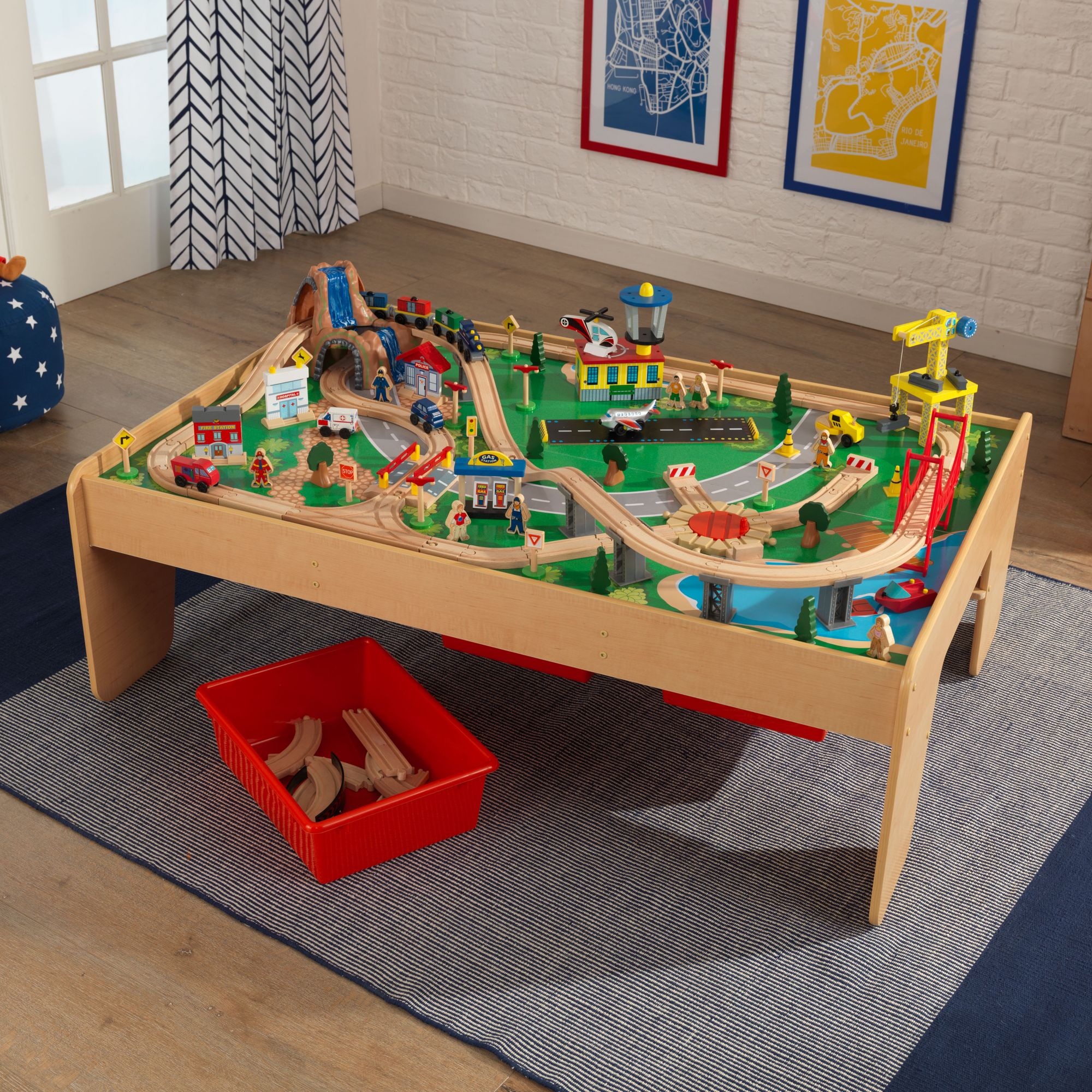 Kidkraft ride around town train set & table with 100 accessories outlet included