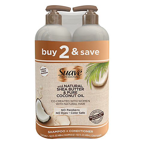 Suave Professionals for Natural Hair Shampoo and Conditioner Pack, 2 ct.