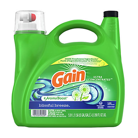 Gain + Aroma Boost Liquid Laundry Detergent, 200 fl. Oz. - Blissful Breeze Scent