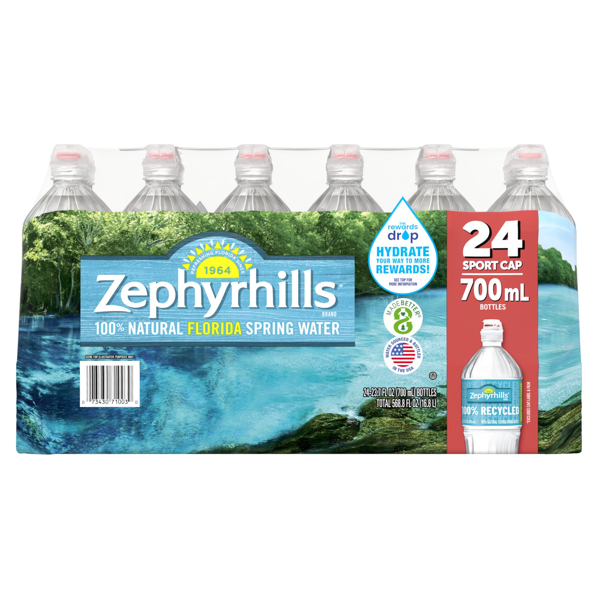 Zephyrhills® Spring Water, Sport Cap 700ml 24-Pack