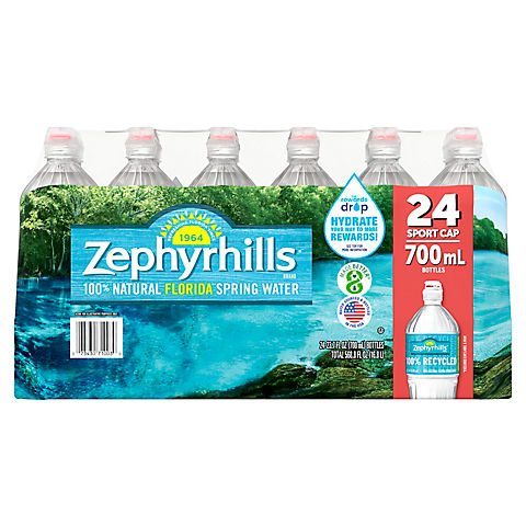 Zephyrhills 100% Natural Spring Water with Sports Cap, 24 pk./23.7 oz.