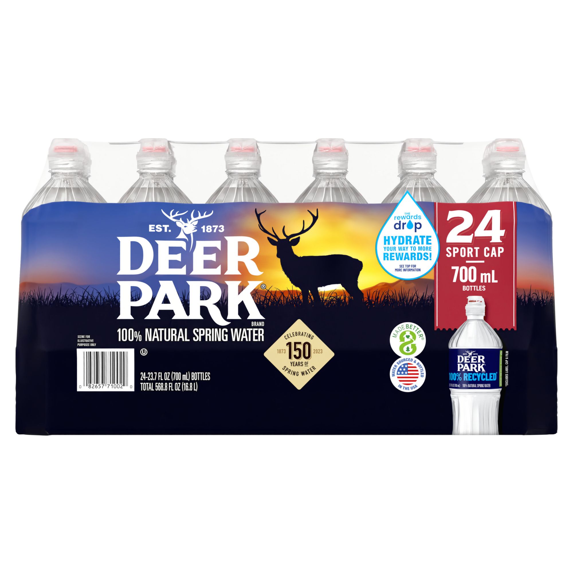Deer Park 100% Natural Spring Water with Sports Cap, 24 pk.