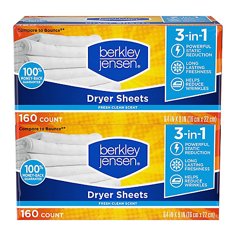 Berkley Jensen Soft and Fresh Dryer Sheets, 320 ct.