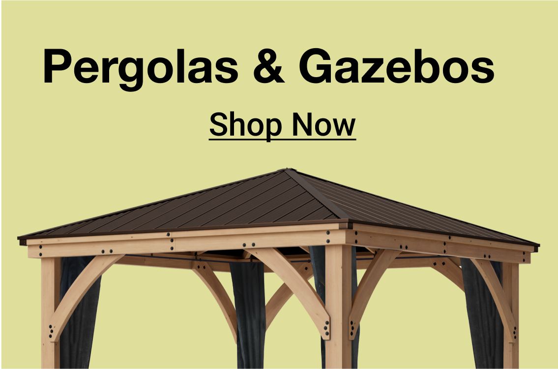 Pergolas and gazebos. Click to shop now