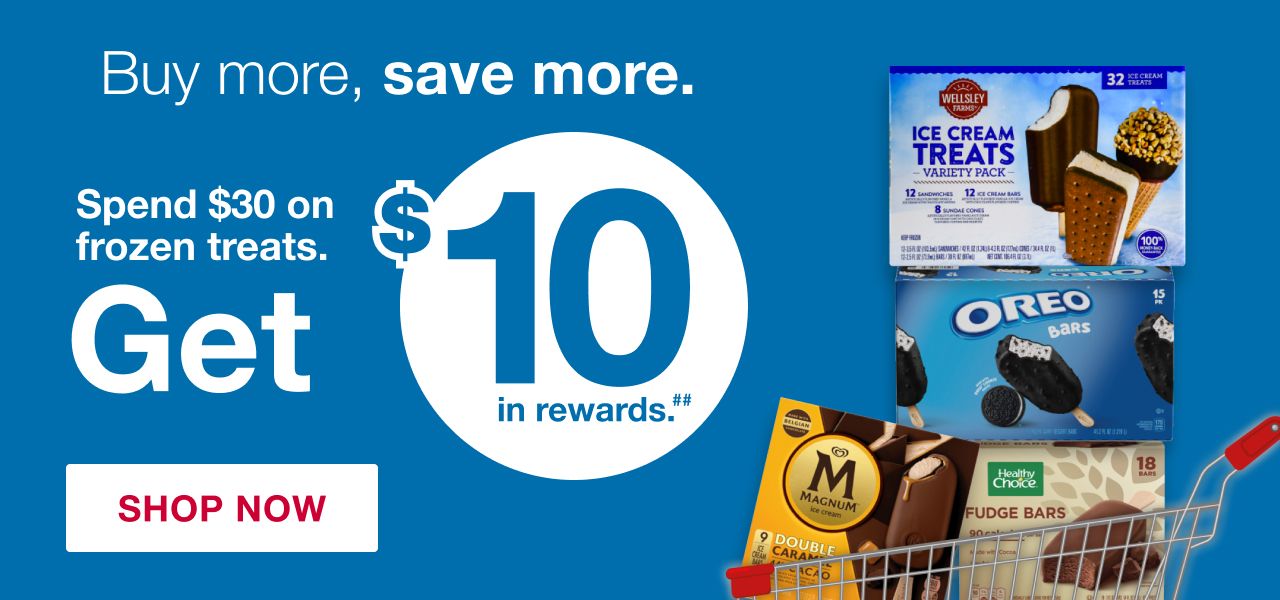 Spend $30 on frozen treats, get $10 in rewards.#