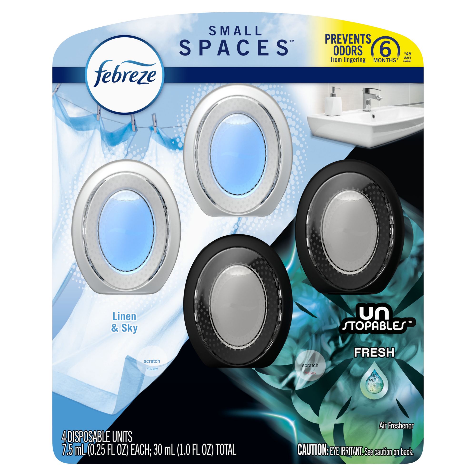 Febreze Odor Fighter Small Spaces Air Freshener Ocean.25 fl. oz Pack of 4  Ocean Small Spaces 4 Pack