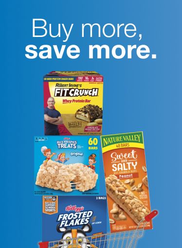 Spend $30+ on breakfast bars, active nutrition bars & cereal, get $10 in rewards.#