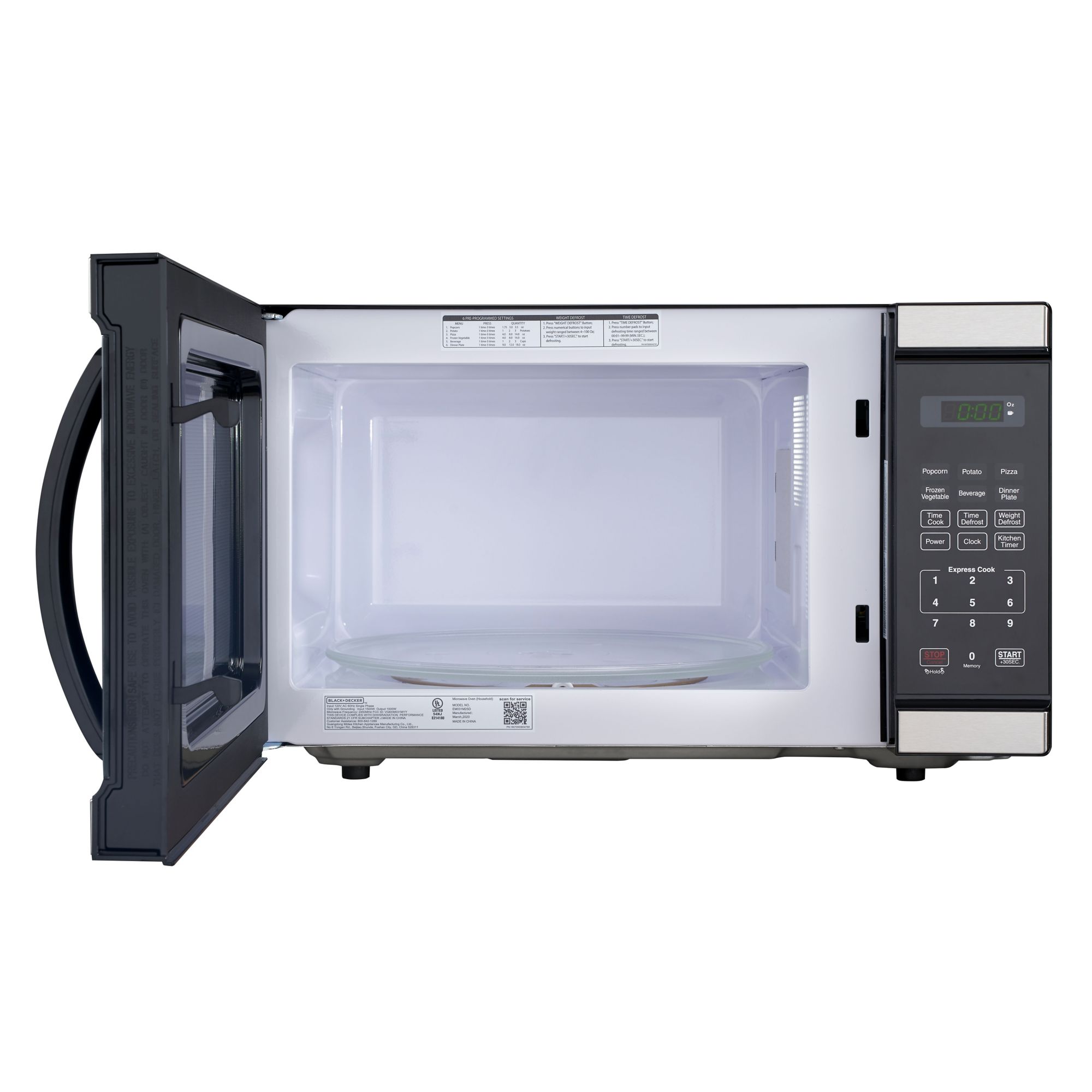 Black Decker 1.1 Cu. Ft. 1000W Microwave Stainless Steel