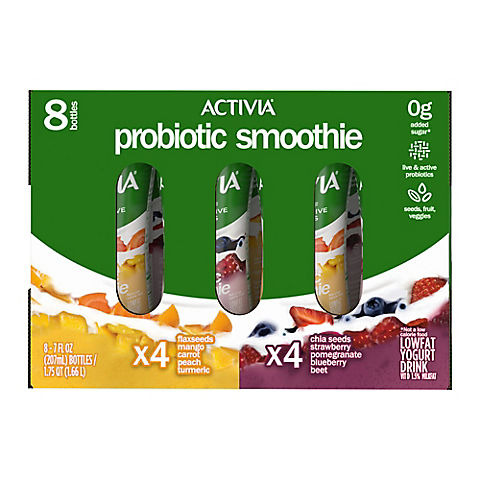 Activia Probiotic Smoothies Variety Pack, 8 ct.