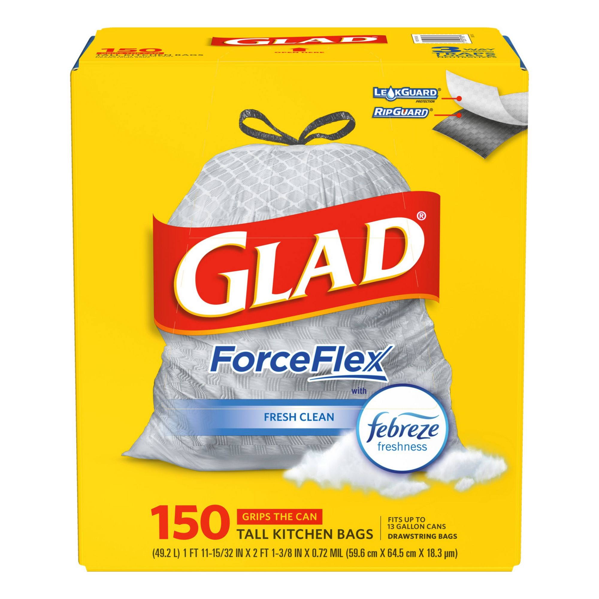 Glad ForceFlex 13 Gallon Drawstring Trash Bag