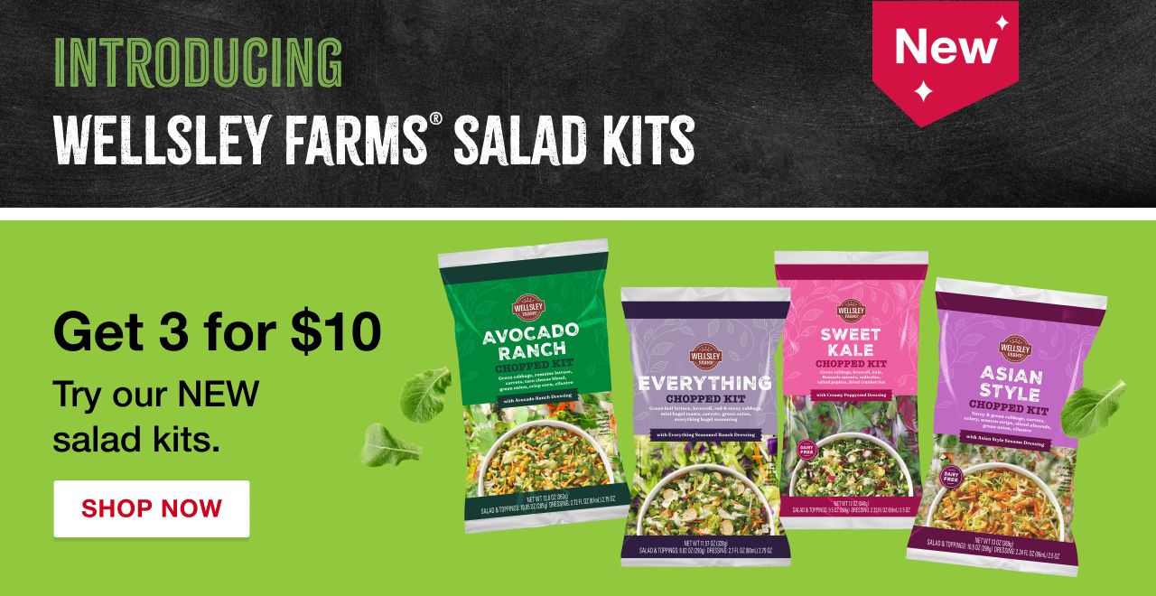 Shop our salad kits, 3 for $10