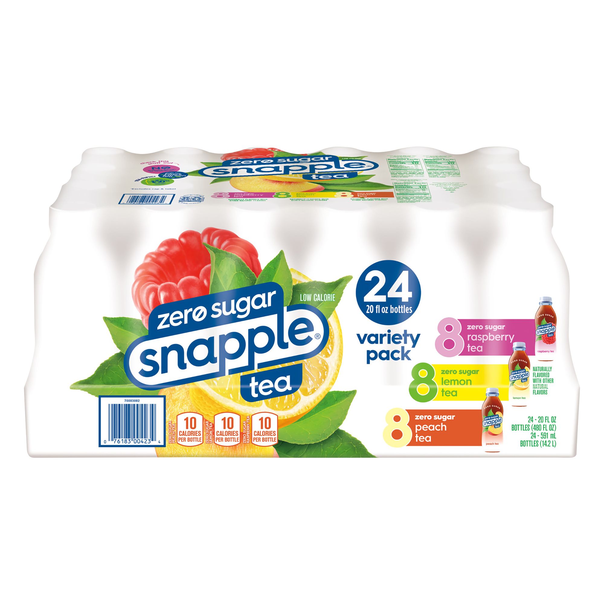 Snapple Zero Sugar Peach Tea, 16 fl oz Recycled Plastic Bottle (Pack of 12)