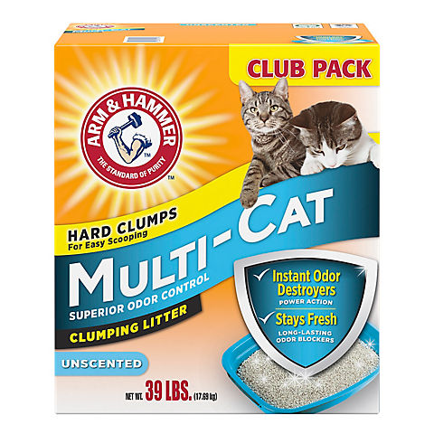 Arm and Hammer Multi Cat Unscented Clumping Cat Litter, 39 lbs.