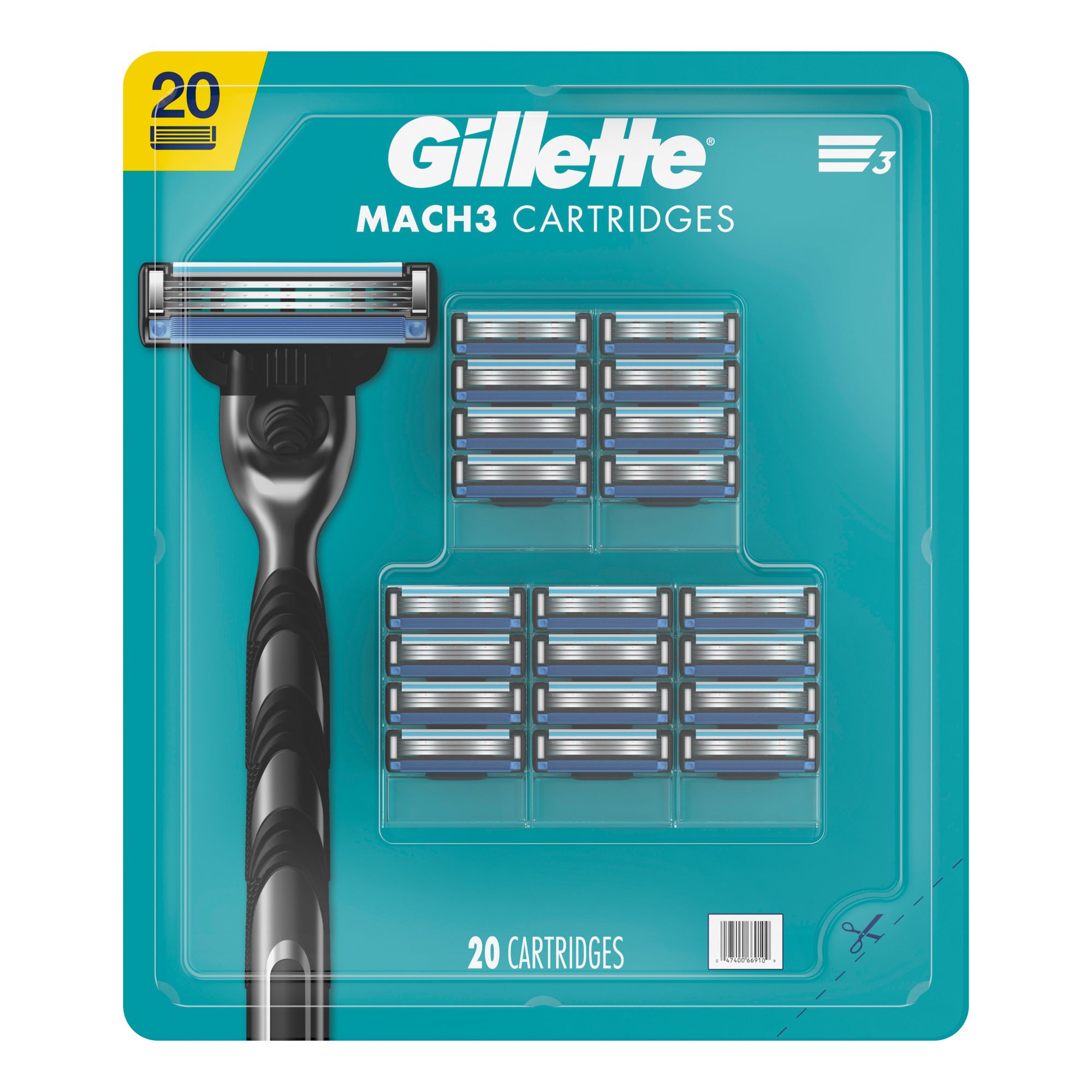 Gillette Mach3 Sensitive Mens Razor Blade Refills, 20 Count, Designed for  Sensitive Skin 20 Refills