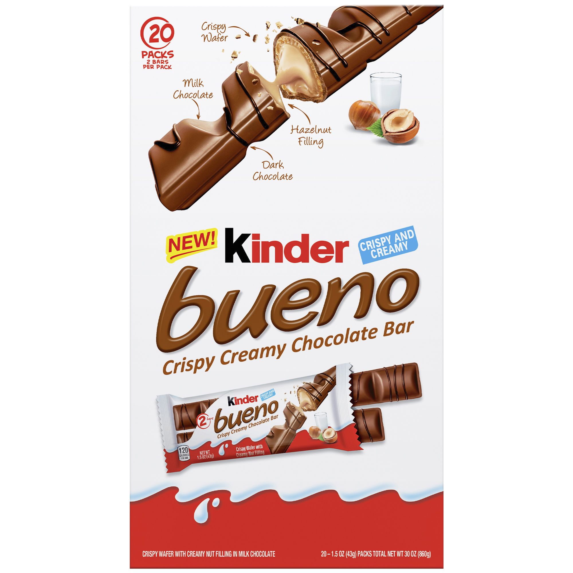 Kinder bueno 1.5 oz. Crispy Creamy Choc Candy Bar Chocolate 148562