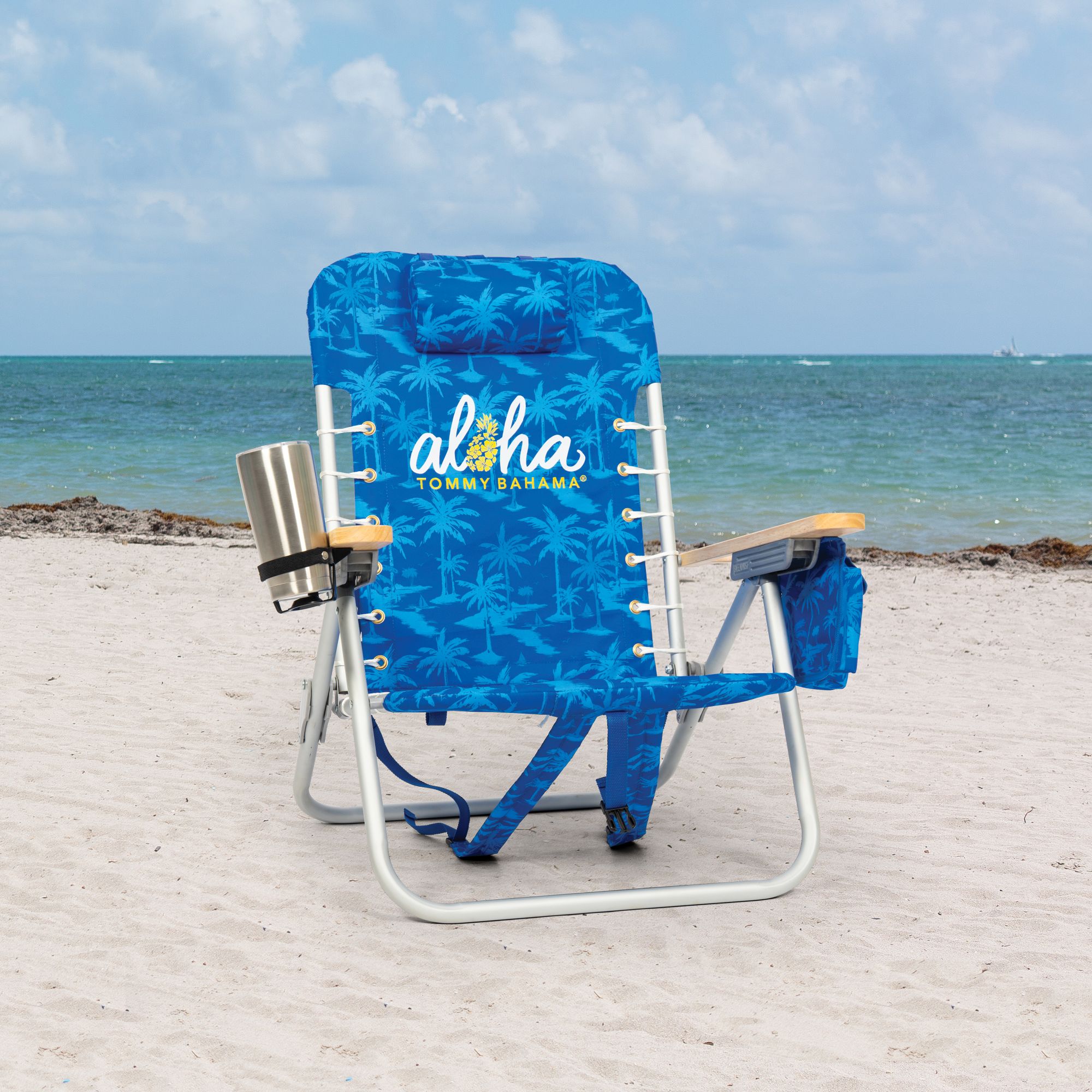 Tommy Bahama Backpack Chair - Blue Palm Tree