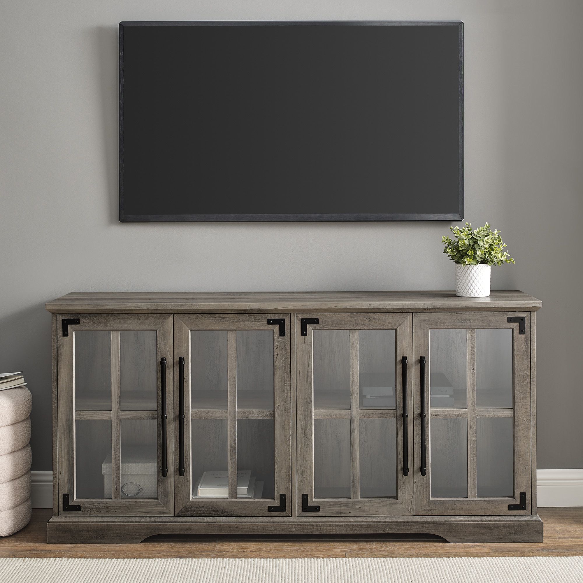 58 W. Trends Contemporary Wood TV Console - Gray