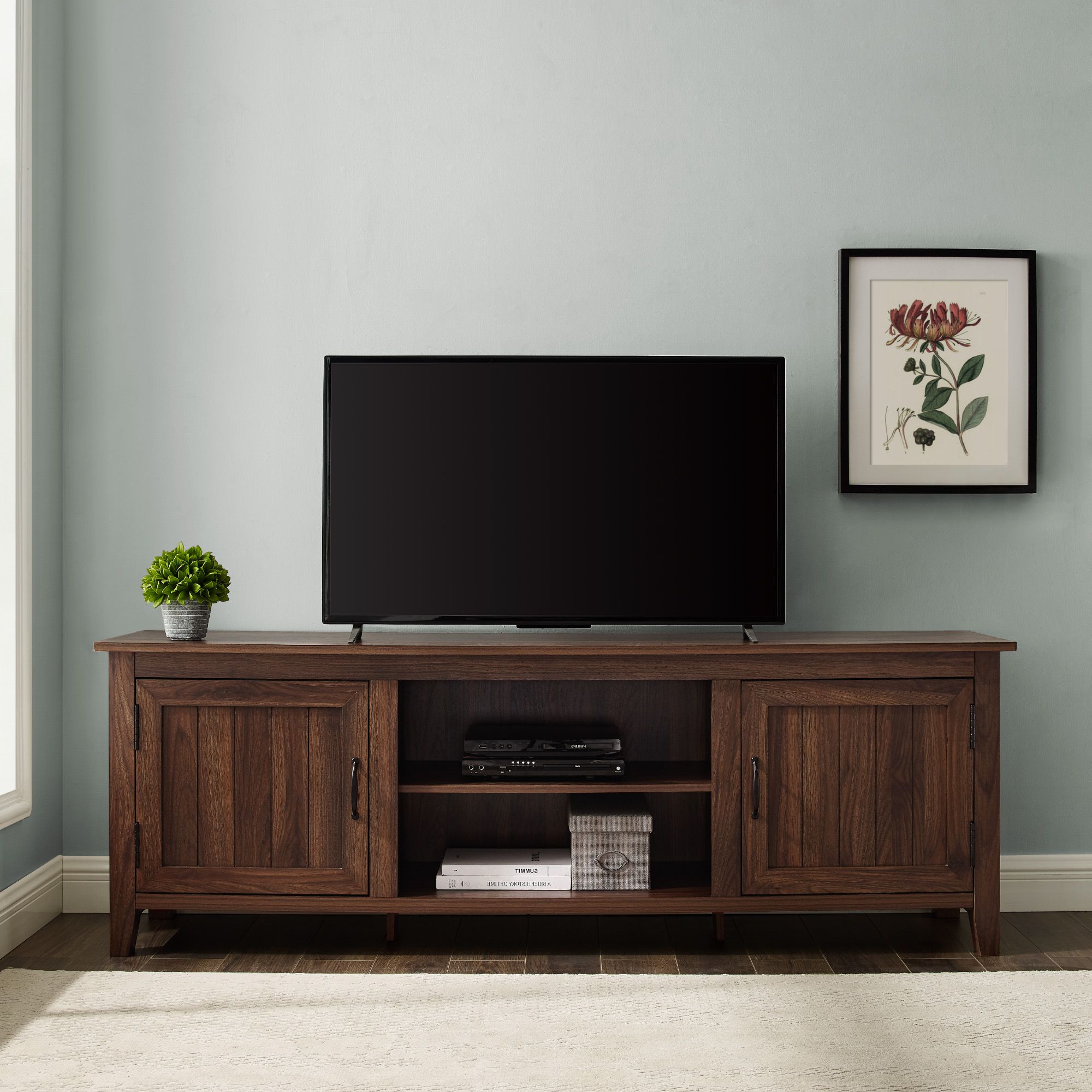 Brown wood tv deals console