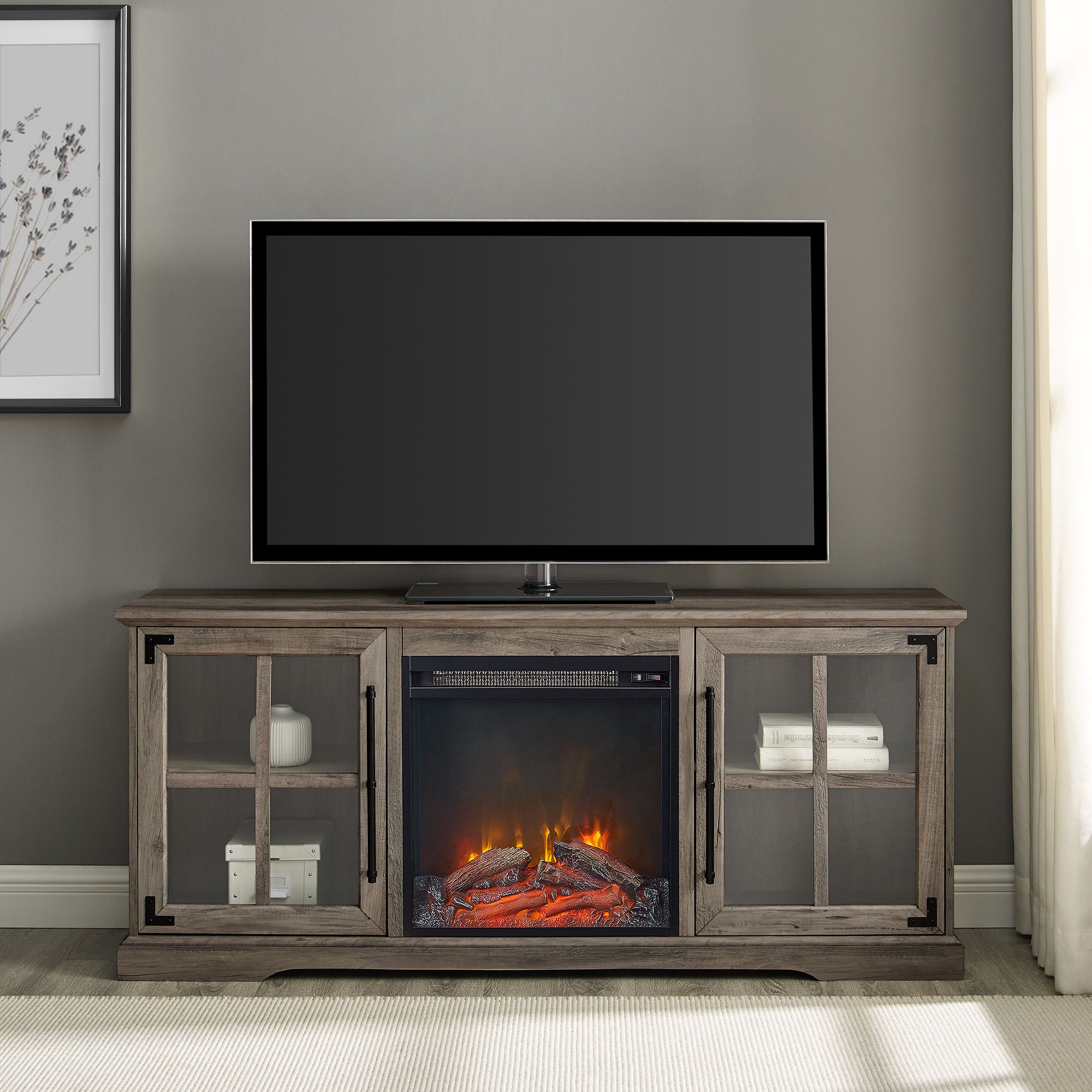 60 W Trends Lowell 2 Door Fireplace Tv Stand Bjs Wholesale Club