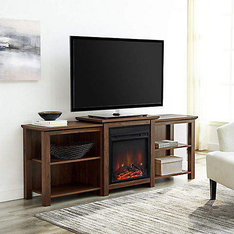 W. Trends 70" Classic Tiered Fireplace TV Stand for Most TV's up to 80"