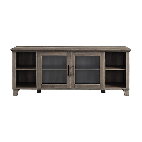 W. Trends 58" Rustic Glass Door TV Stand for Most TV's up to 65"