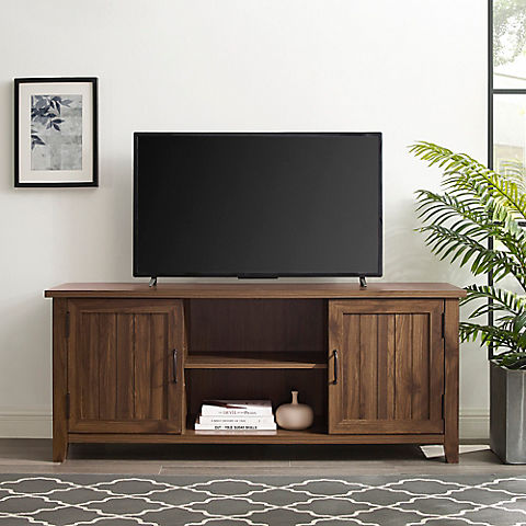 W. Trends 58" Transitional Groove Door TV Stand for Most TV's up to 65"