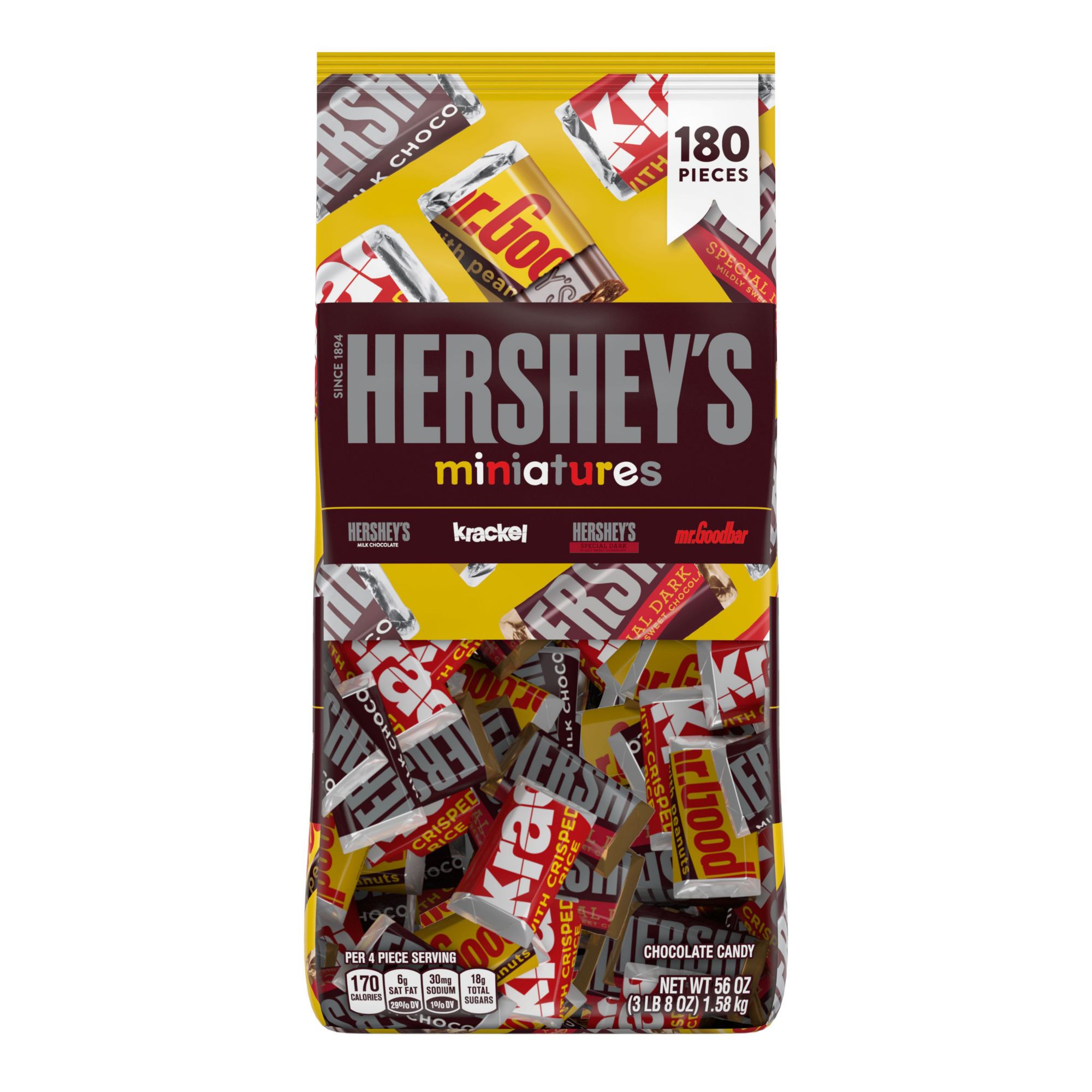 Hershey's Miniatures Assorted Milk And Dark Chocolate Candy Bars, 180  pk./56 oz.