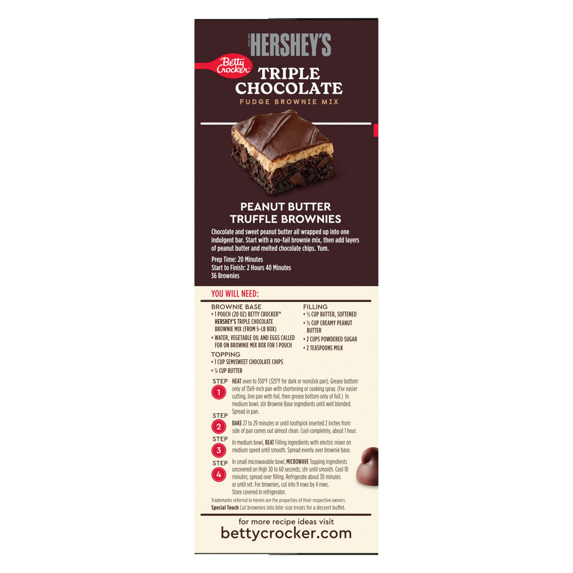 Betty Crocker Hershey's Triple Chocolate Brownie Mix, Bakes 80 Brownies, 5 lbs.