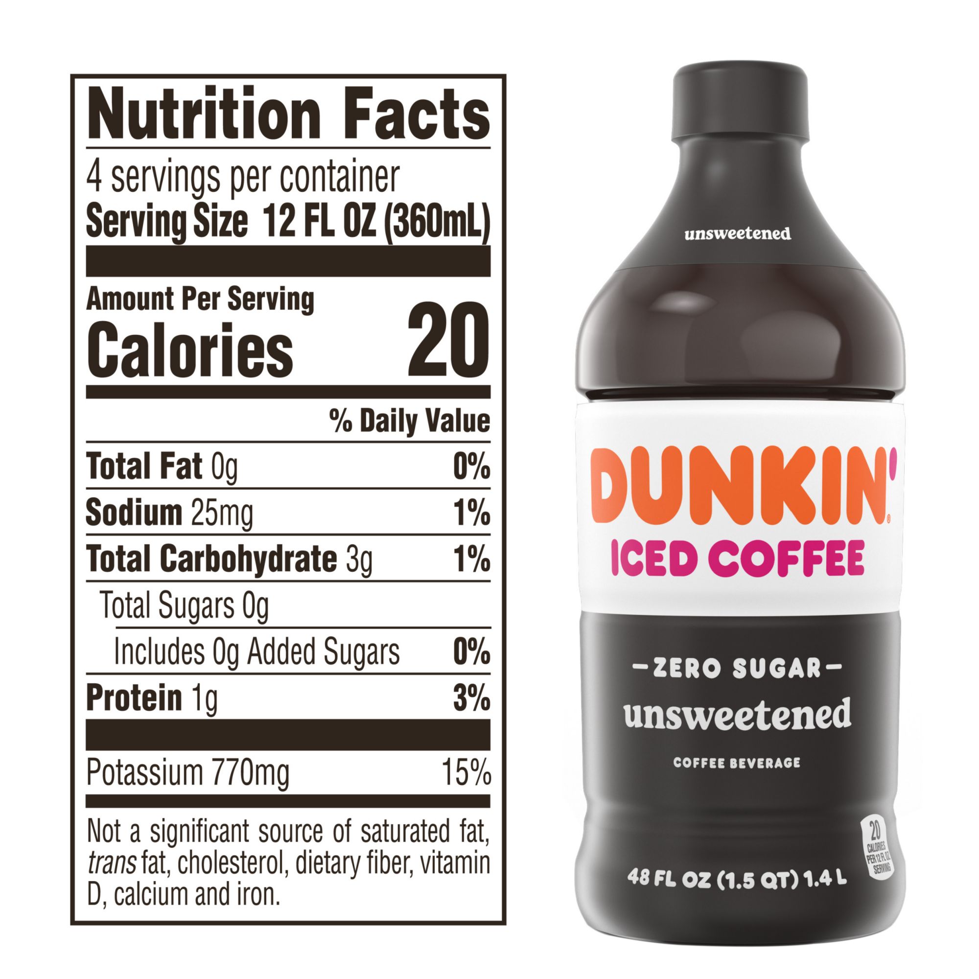 Dunkin Unsweetened Iced Coffee 48 Oz Bjs Wholesale Club