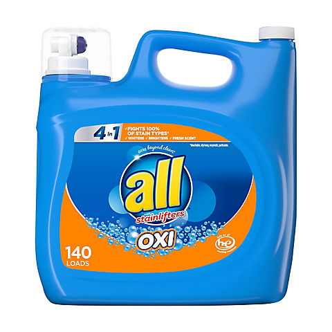 all Liquid Laundry Detergent with OXI Stain Removers and Whiteners, 250 fl. oz.