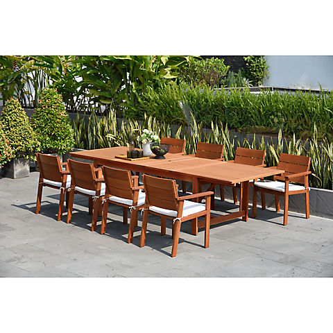 Amazonia Carrie 9-Pc. Wood Double Leaf Extendable Patio Dining Set