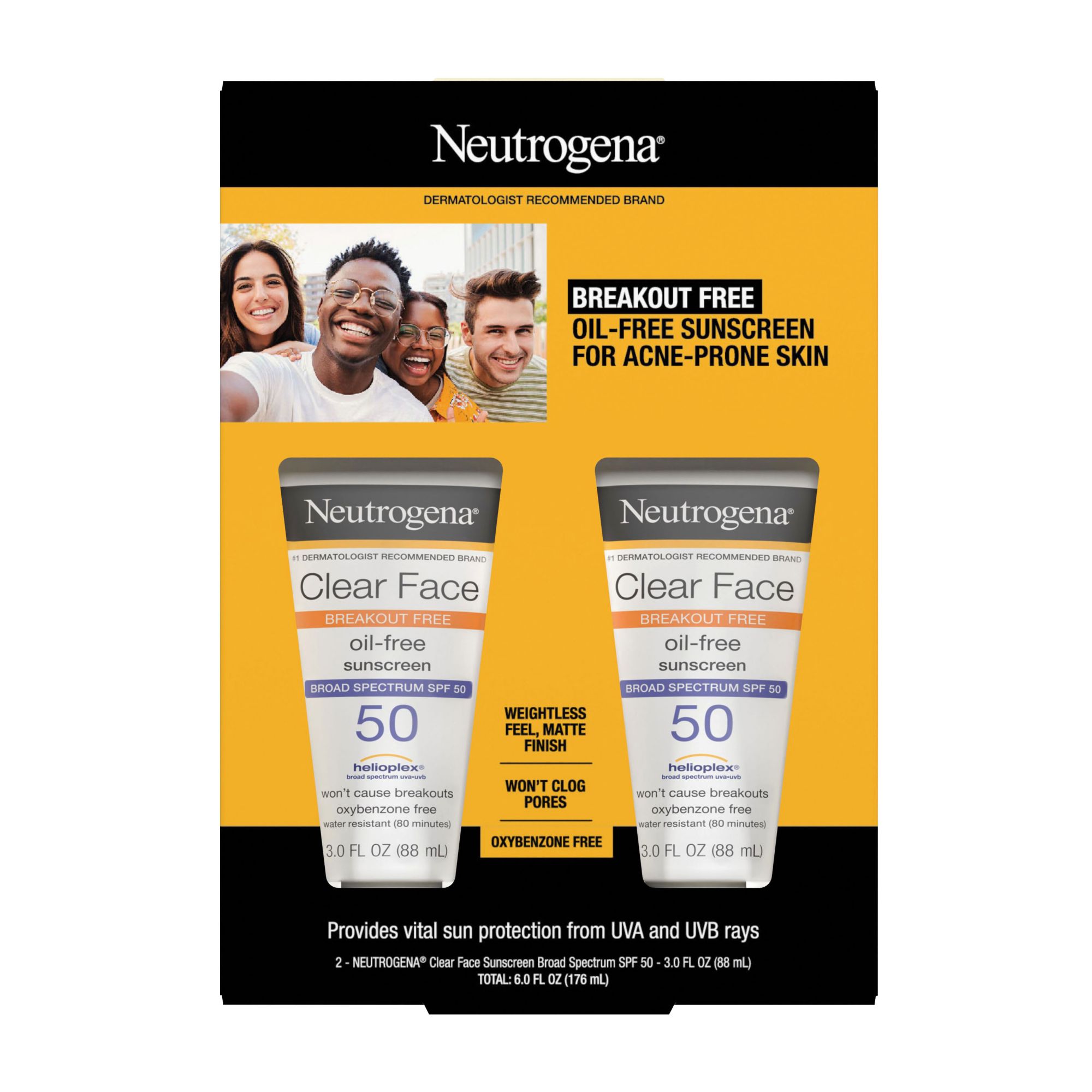 Neutrogena Clear Face Lotion Liquid Sunscreen, 2 pk.