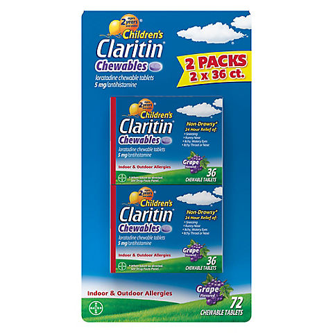 Children's Claritin Grape Allergy Relief Chewable Tablet, 72 ct.