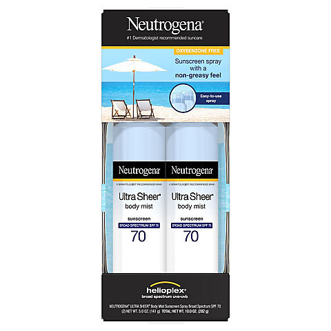 Neutrogena Ultra Sheer Body Mist Sunscreen, 2 ct.