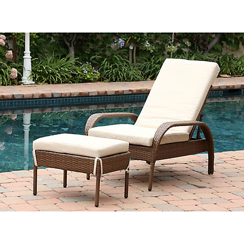 Abbyson Living Hamptons Outdoor Chaise and Ottoman Set