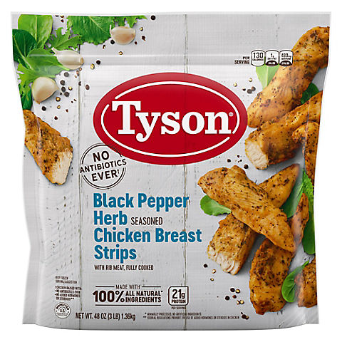 Tyson Black Pepper Herb Seasoned Chicken Breast Strips, 48 oz.
