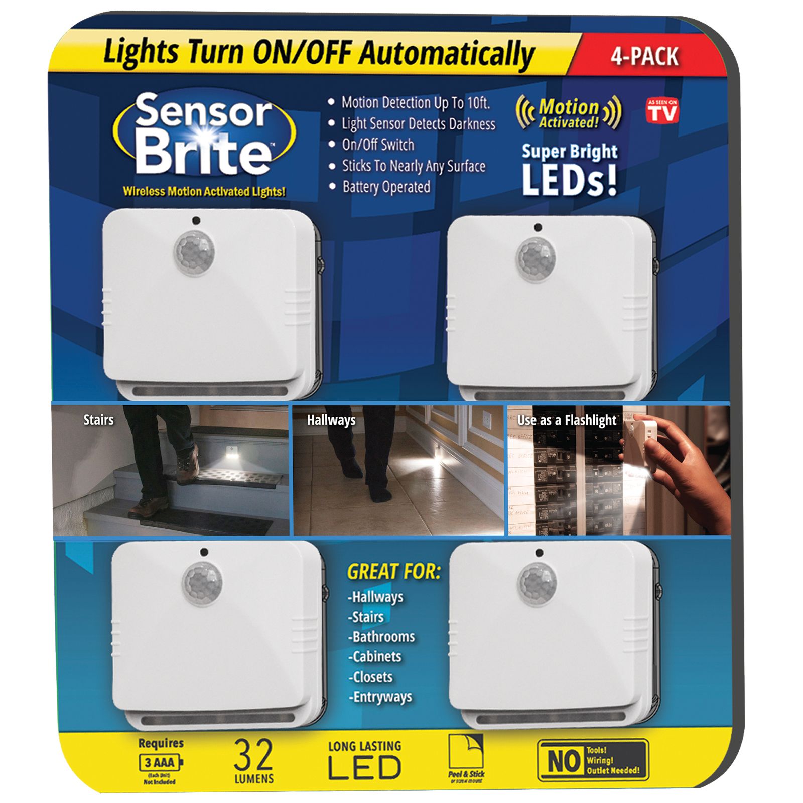 Sensor Brite Motion Activated Led Night Light, 4 Pk. - Bjs Wholesale Club