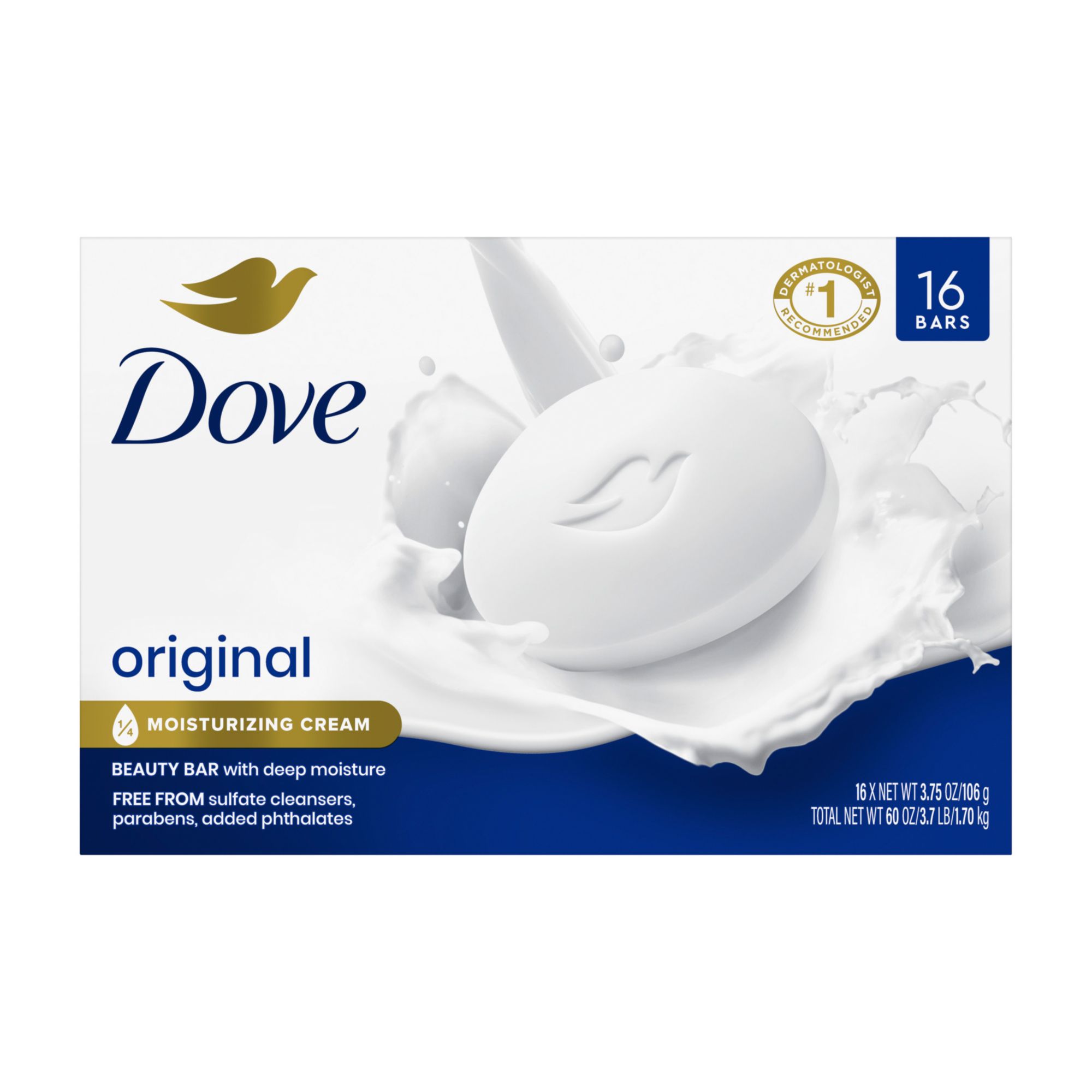 Dove Moisturizing Beauty Bar White, 16 ct