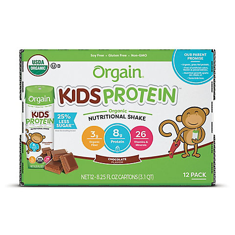 Orgain Kids Chocolate Protein Nutritional Shake, 12 ct.