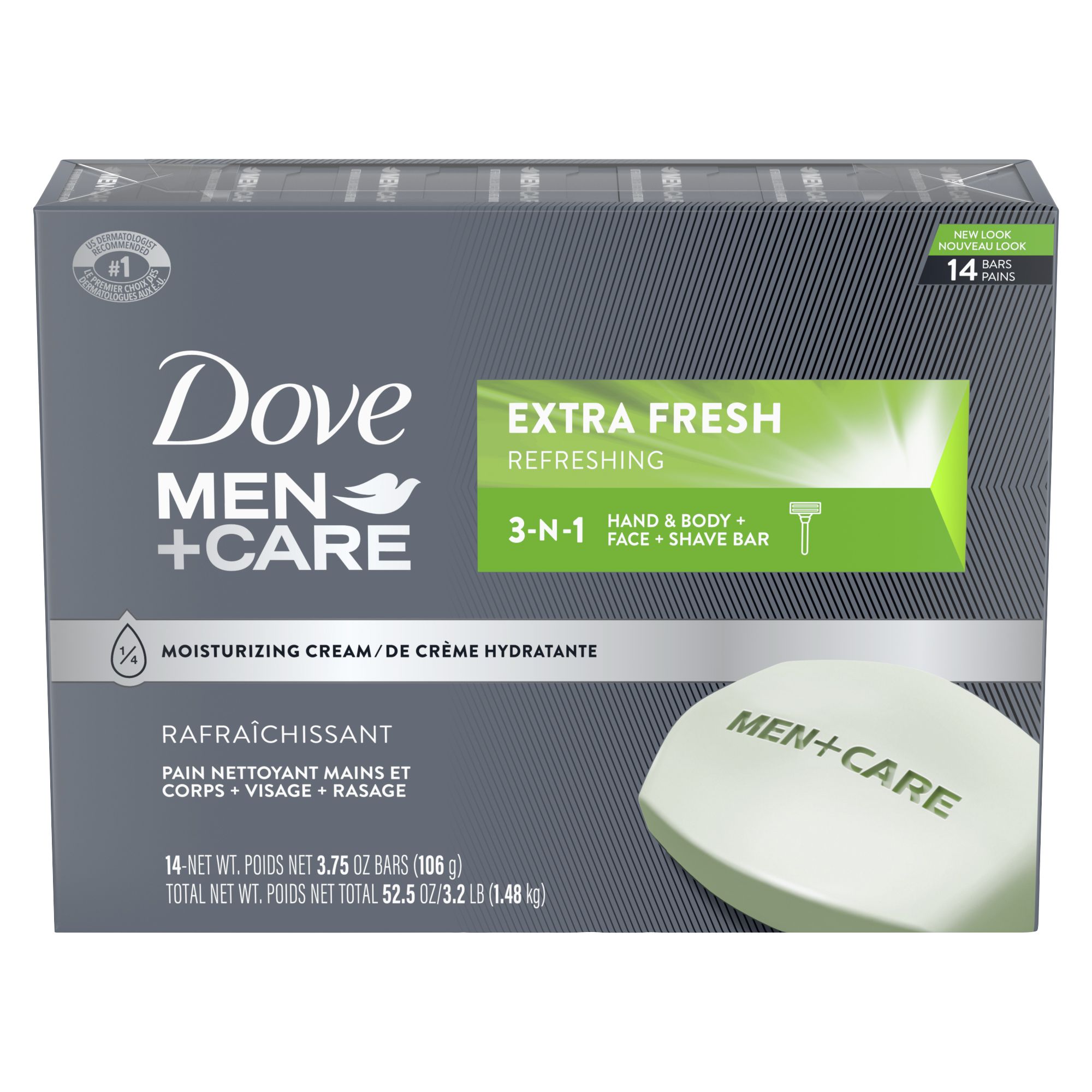  Dove Men + Care Extra Fresh bar Soap (14/4 Oz Net Wt 56 Oz), ()  : Everything Else