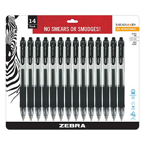 Zebra Sarasa Dry X20 Rapid Dry Gel Ink Pens, 14 pk. - Black